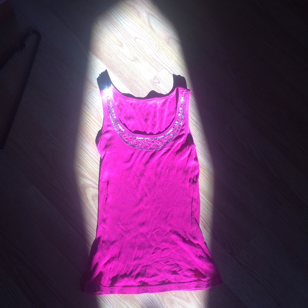 Pink Beaded And Sequined Tank-Top